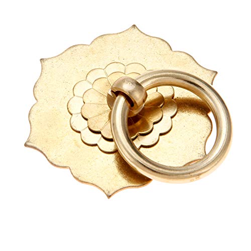 Yetaha Antique Ring Pulls, Furniture Drop Knobs Brass Cabinet Handles Classical Hexagon Flower for Drawer Dresser Closet Wardrobe Cupboard Door Kitchen Bedroom Decoration - Image 2