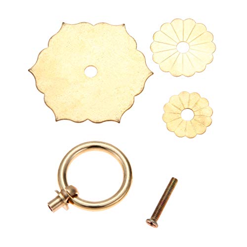 Yetaha Antique Ring Pulls, Furniture Drop Knobs Brass Cabinet Handles Classical Hexagon Flower for Drawer Dresser Closet Wardrobe Cupboard Door Kitchen Bedroom Decoration - Image 3