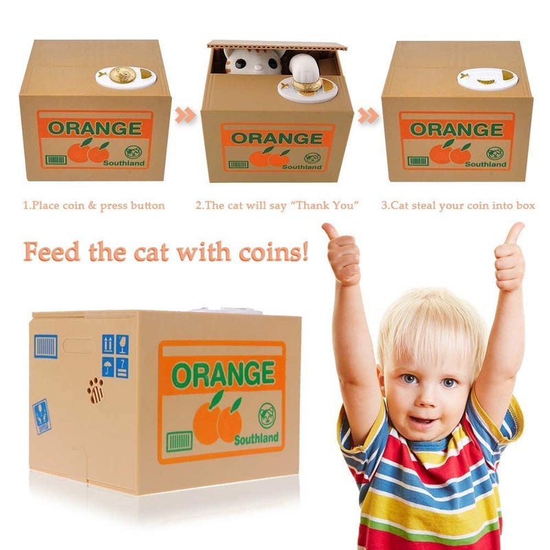 PowerKing Piggy Bank Steal Coin Box Electronic Money Bank Cute Money Saving Box with Smart Voice Prompt, Great Gift for Boys Girls Kids in Birthday New Year Christmas (Cute Kitty) - Image 3