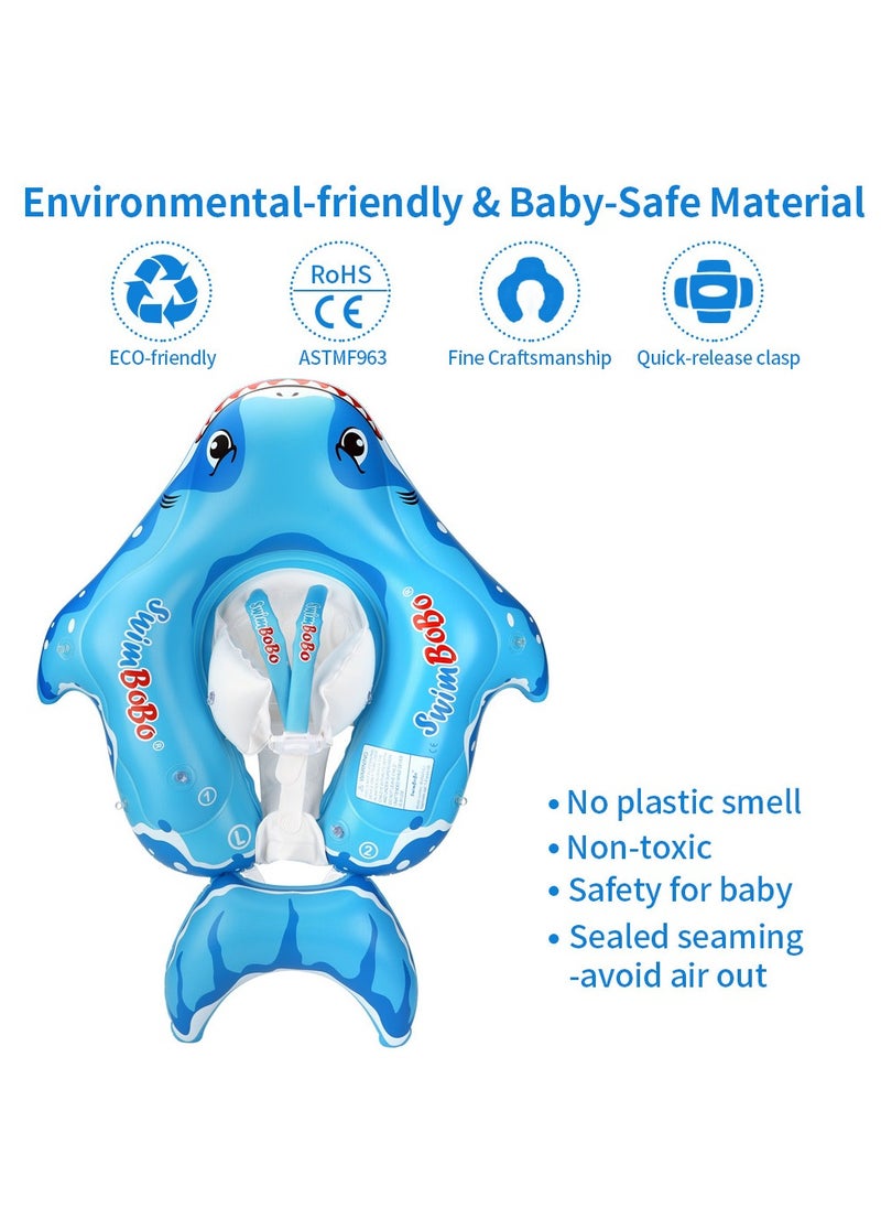 SwimBoBo - Baby Swimming Float Baby Swimming Ring Toddler Swimming Vest Children Waist Float Ring Inflatable Baby Float with Canopy Baby Swimming Ring Swimming Lap For Toddlers Swim Trainer (Shark) - Image 1
