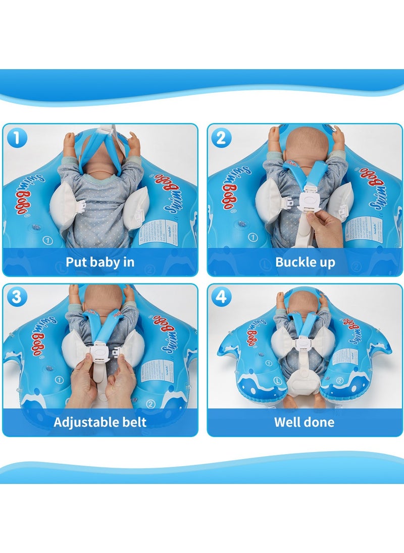 SwimBoBo - Baby Swimming Float Baby Swimming Ring Toddler Swimming Vest Children Waist Float Ring Inflatable Baby Float with Canopy Baby Swimming Ring Swimming Lap For Toddlers Swim Trainer (Shark) - Image 1