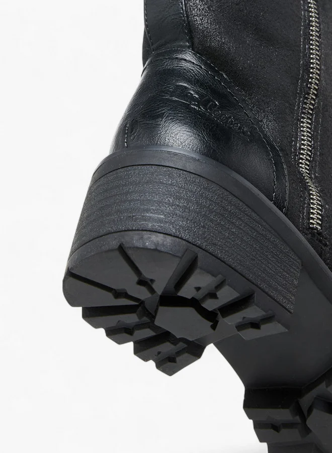 Lee Cooper Women's Solid Block Heel Boots with Zip Closure