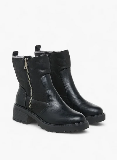 Lee Cooper Women's Solid Block Heel Boots with Zip Closure