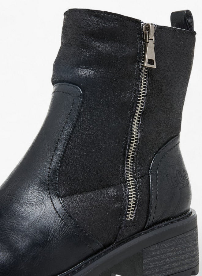 Lee Cooper Women's Solid Block Heel Boots with Zip Closure - Image 4