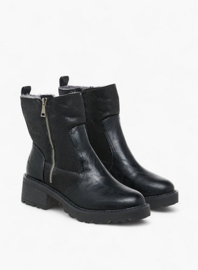 Lee Cooper Women's Solid Block Heel Boots with Zip Closure - Image 3