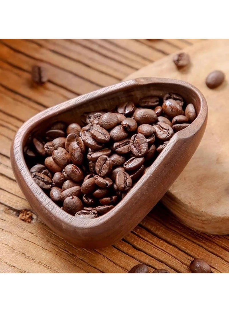 AROAQ Wooden Walnut Coffee Bean Measuring Tray and Cup Espresso Bean Weight Spoon and Storage Bowl - Image 3