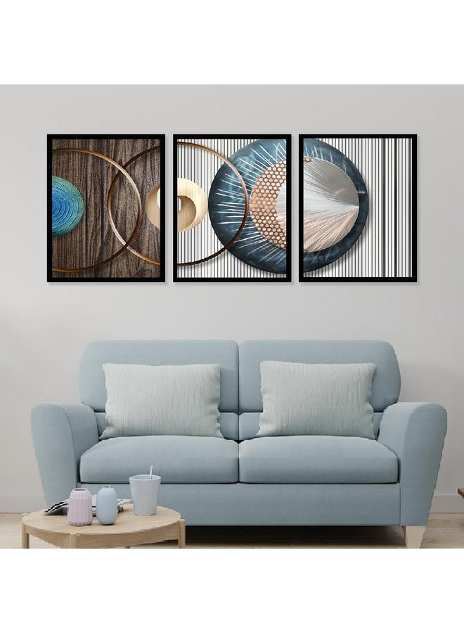 DEKORSTATION Set of 3 Modern Art Wall Decor Paintings with Frame for Home Decoration Painting for Living Room Bedroom Office Wall Décor DS42 (12 x 16 Inch) - Image 1