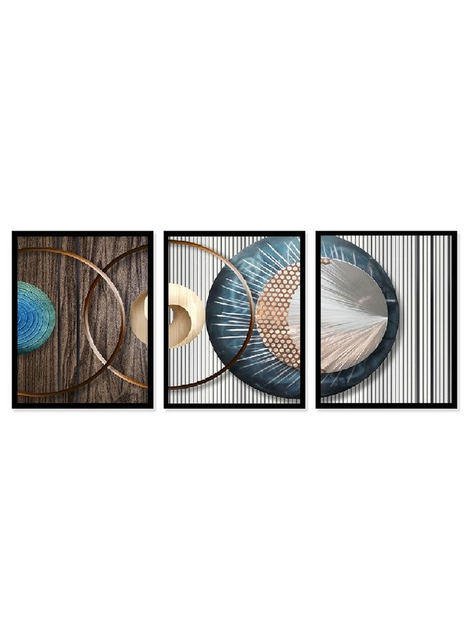 DEKORSTATION Set of 3 Modern Art Wall Decor Paintings with Frame for Home Decoration Painting for Living Room Bedroom Office Wall Décor DS42 (12 x 16 Inch) - Image 2