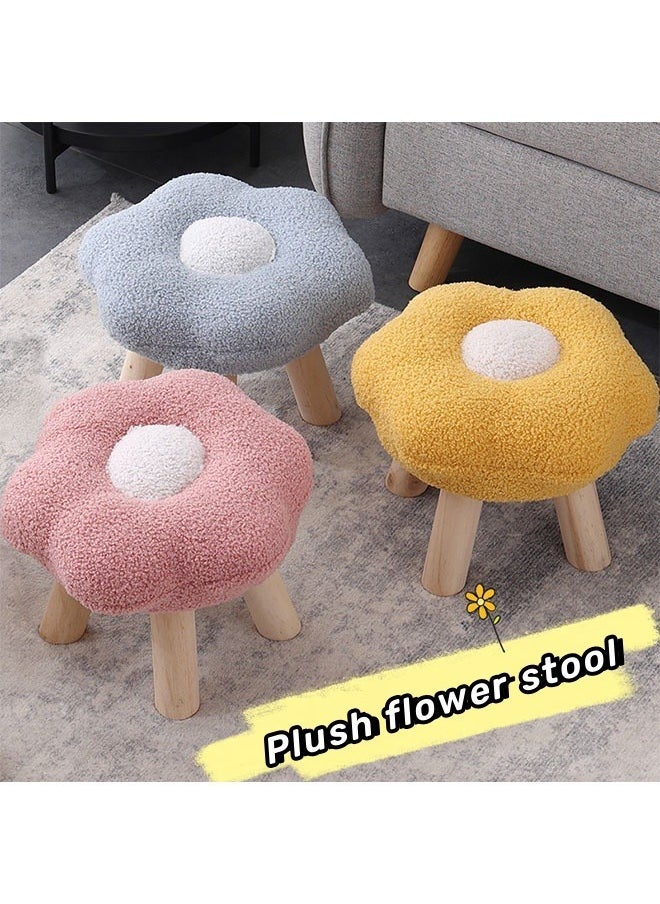 HQ-GAMING - Flower Stool Under Desk Step Stool Foot Rest Pouf Multifunctional Shoes Changing Cute Sofa Stool Small Foot Stool for Porch Living Room Bedside Apartment (Pink) - Image 1
