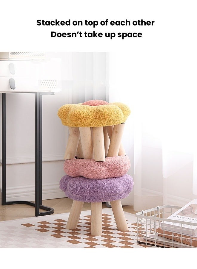 HQ-GAMING - Flower Stool Under Desk Step Stool Foot Rest Pouf Multifunctional Shoes Changing Cute Sofa Stool Small Foot Stool for Porch Living Room Bedside Apartment (Pink) - Image 1