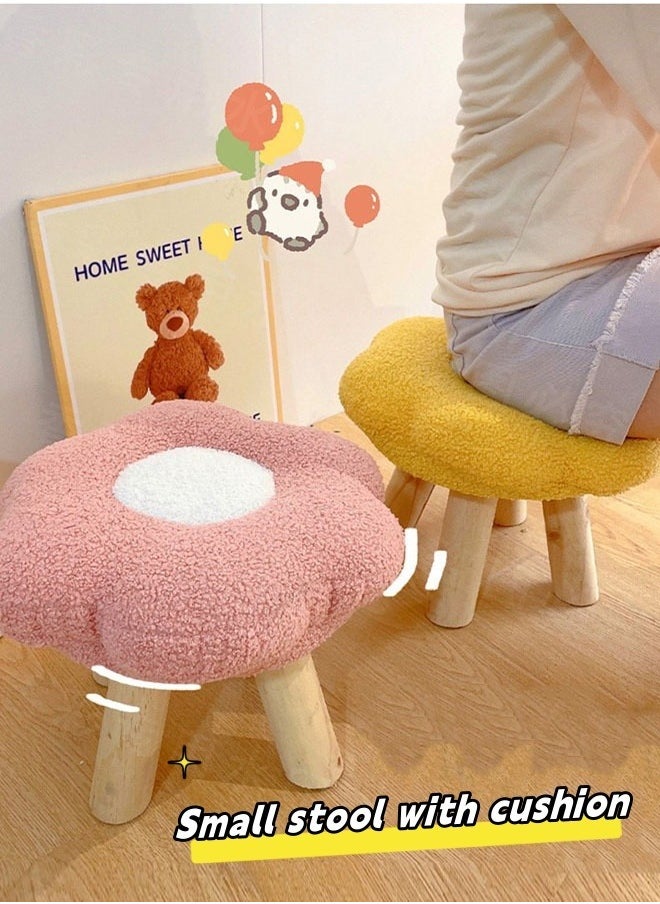HQ-GAMING - Flower Stool Under Desk Step Stool Foot Rest Pouf Multifunctional Shoes Changing Cute Sofa Stool Small Foot Stool for Porch Living Room Bedside Apartment (Pink) - Image 1