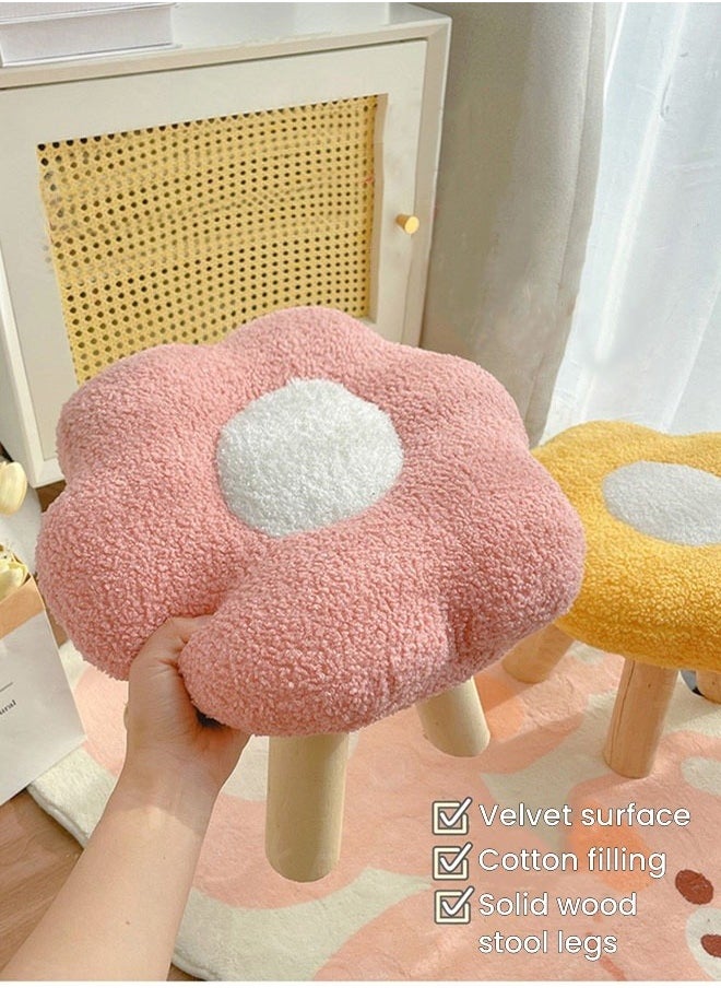 HQ-GAMING - Flower Stool Under Desk Step Stool Foot Rest Pouf Multifunctional Shoes Changing Cute Sofa Stool Small Foot Stool for Porch Living Room Bedside Apartment (Pink) - Image 1