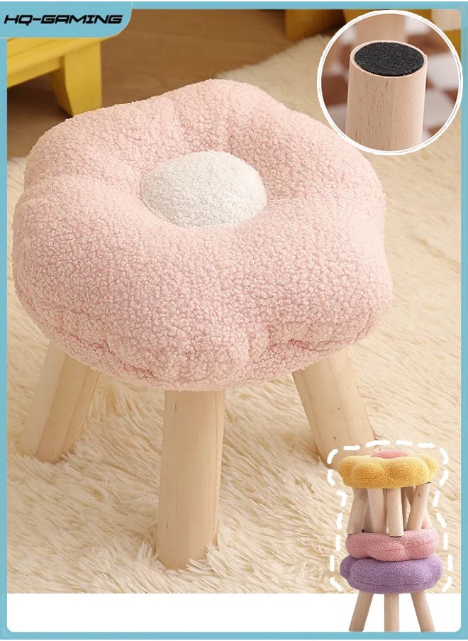 HQ-GAMING - Flower Stool Under Desk Step Stool Foot Rest Pouf Multifunctional Shoes Changing Cute Sofa Stool Small Foot Stool for Porch Living Room Bedside Apartment (Pink) - Image 1