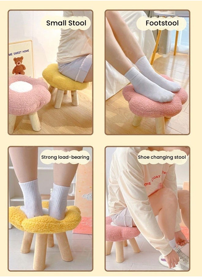 HQ-GAMING - Flower Stool Under Desk Step Stool Foot Rest Pouf Multifunctional Shoes Changing Cute Sofa Stool Small Foot Stool for Porch Living Room Bedside Apartment (Pink) - Image 1