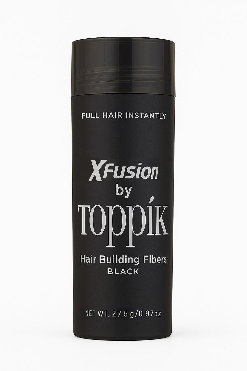 XFusion by Toppik Hair Building Fibers Black 27.5g Fill In Fine or Thinning Hair, Instantly Thicker, Fuller Natural Looking Hair - Image 1
