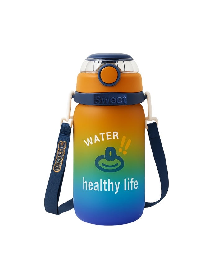 VIO Kids Leakproof Water Bottle with Soft Straw Capacity Marker Colorful Toddler Spill Proof Sippy Cup with Flip Top Lid Drinking Tumbler with Strap BPA Free Tritan Water Bottle Kids Hydration Sipper Bottle 850 ML for Boys Girls School Preschool Nursery Indoor Outdoor Travel Use - Image 1