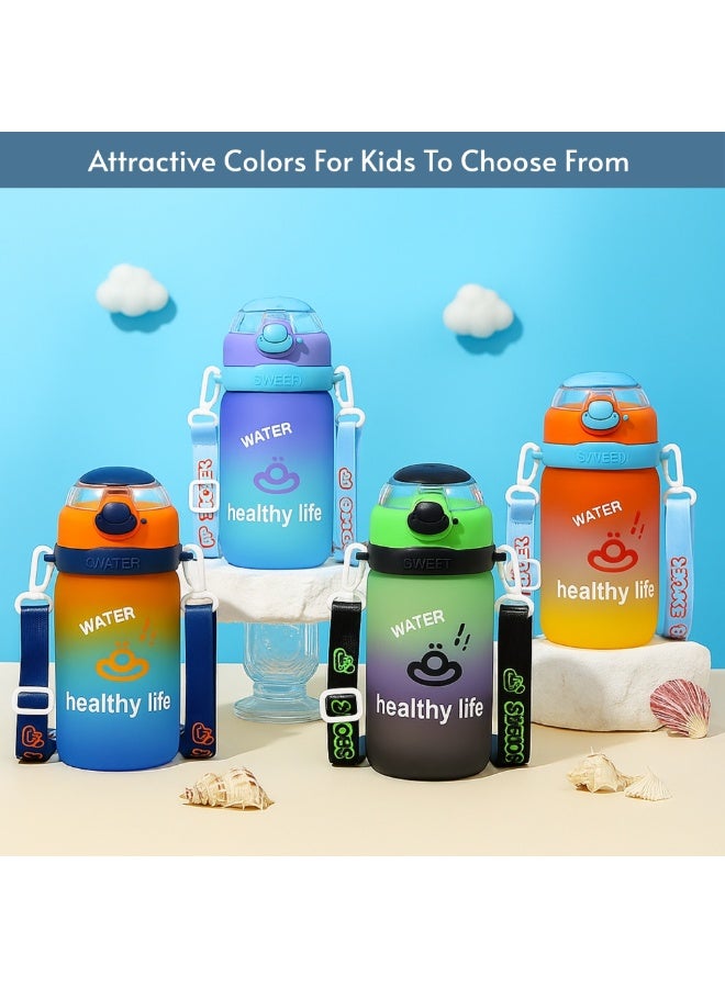 VIO Kids Leakproof Water Bottle with Soft Straw Capacity Marker Colorful Toddler Spill Proof Sippy Cup with Flip Top Lid Drinking Tumbler with Strap BPA Free Tritan Water Bottle Kids Hydration Sipper Bottle 850 ML for Boys Girls School Preschool Nursery Indoor Outdoor Travel Use - Image 2