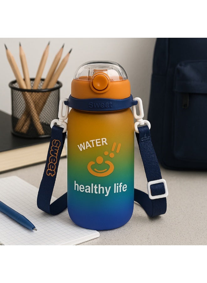 VIO Kids Leakproof Water Bottle with Soft Straw Capacity Marker Colorful Toddler Spill Proof Sippy Cup with Flip Top Lid Drinking Tumbler with Strap BPA Free Tritan Water Bottle Kids Hydration Sipper Bottle 850 ML for Boys Girls School Preschool Nursery Indoor Outdoor Travel Use - Image 4