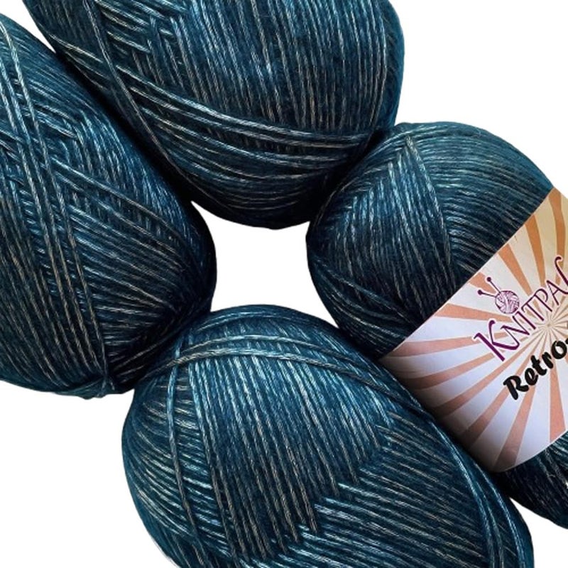 KnitPal Retro-Glam Metallic Yarn for Crocheting, 4-Pack (1280Yds / 400G), Free Patterns - Sparkle Yarn for Knitting - 3 DK Light Worsted Weight - Teal Blue - Image 1
