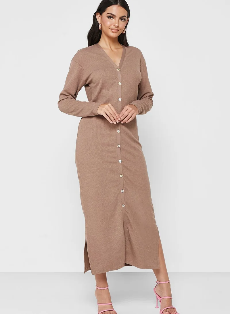 KAYFI Side Split Button Detail Longline  Cardigan