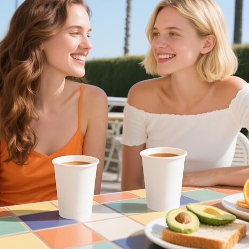TashiBox 12 oz White Hot Drink Paper Cups - 120 Count - Disposable Paper Coffee Cups - Image 4
