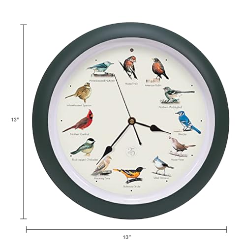 Mark Feldstein & Associates Mark Feldstein, The Original Singing Bird Clock, 25th Anniversary Edition, 13 Inch, Green - Image 2