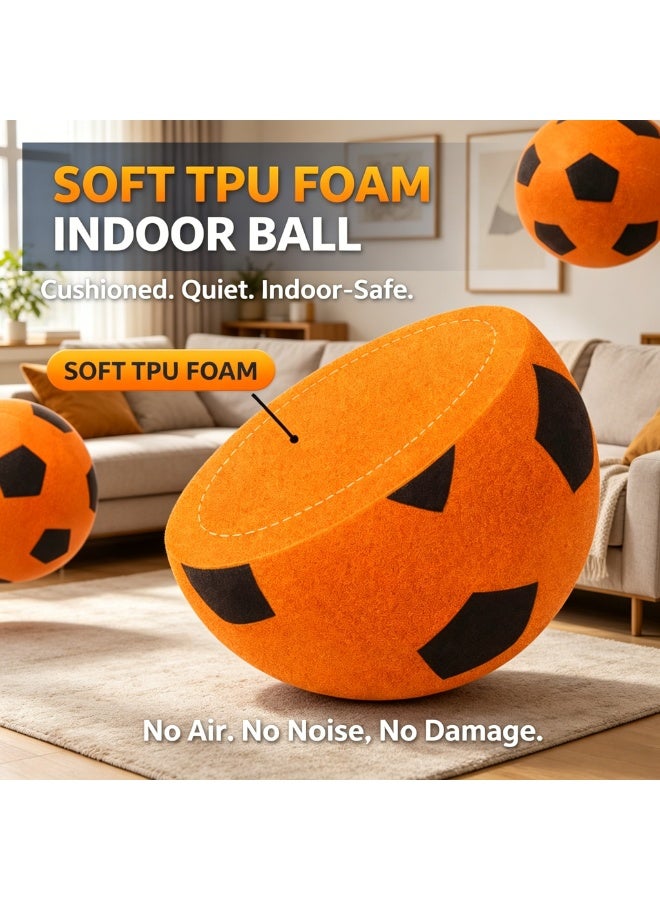 Silent Indoor Foam Soccer Ball, 18cm Soft Sponge Training Football, Noiseless High Bounce & Non-Marking TPU Material, Safe Indoor Practice Ball for Kids and Toddlers - Image 4