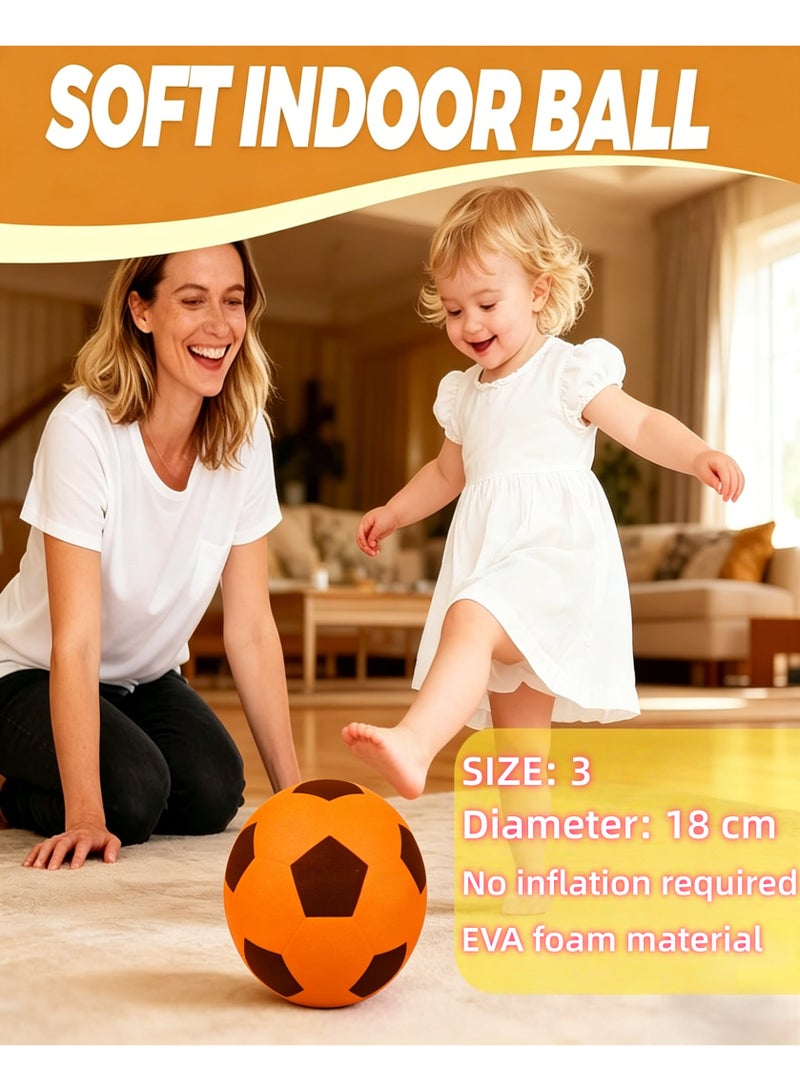 Silent Indoor Foam Soccer Ball, 18cm Soft Sponge Training Football, Noiseless High Bounce & Non-Marking TPU Material, Safe Indoor Practice Ball for Kids and Toddlers - Image 2