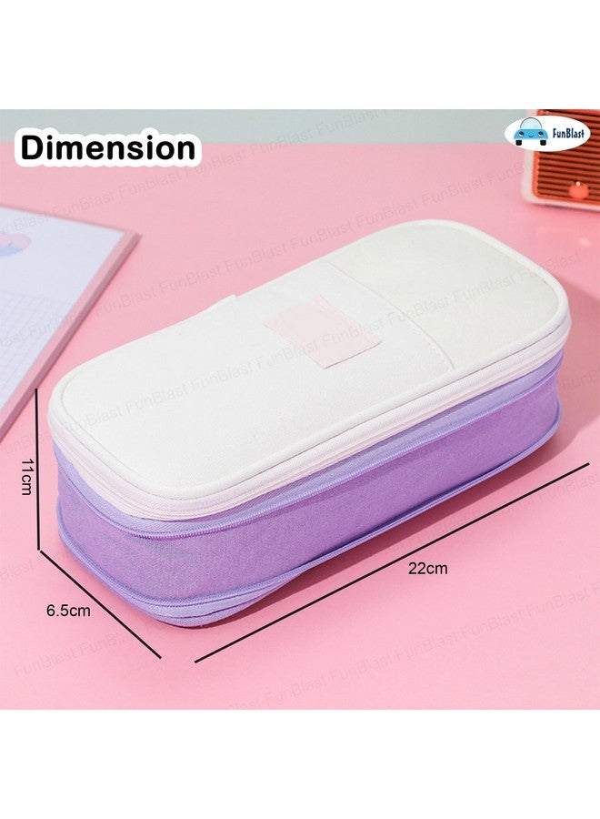 فنبلاست حافظة أقلام فن بلاست كبيرة السعة، متعددة الجيوب بسحاب مزدوج، حقيبة أقلام محمولة، حقيبة أنيقة، حافظة أقلام كاواي، حقائب لطيفة للفتيات، حقيبة تنظيم أدوات مكتبية (أرجوانية) - Image 3