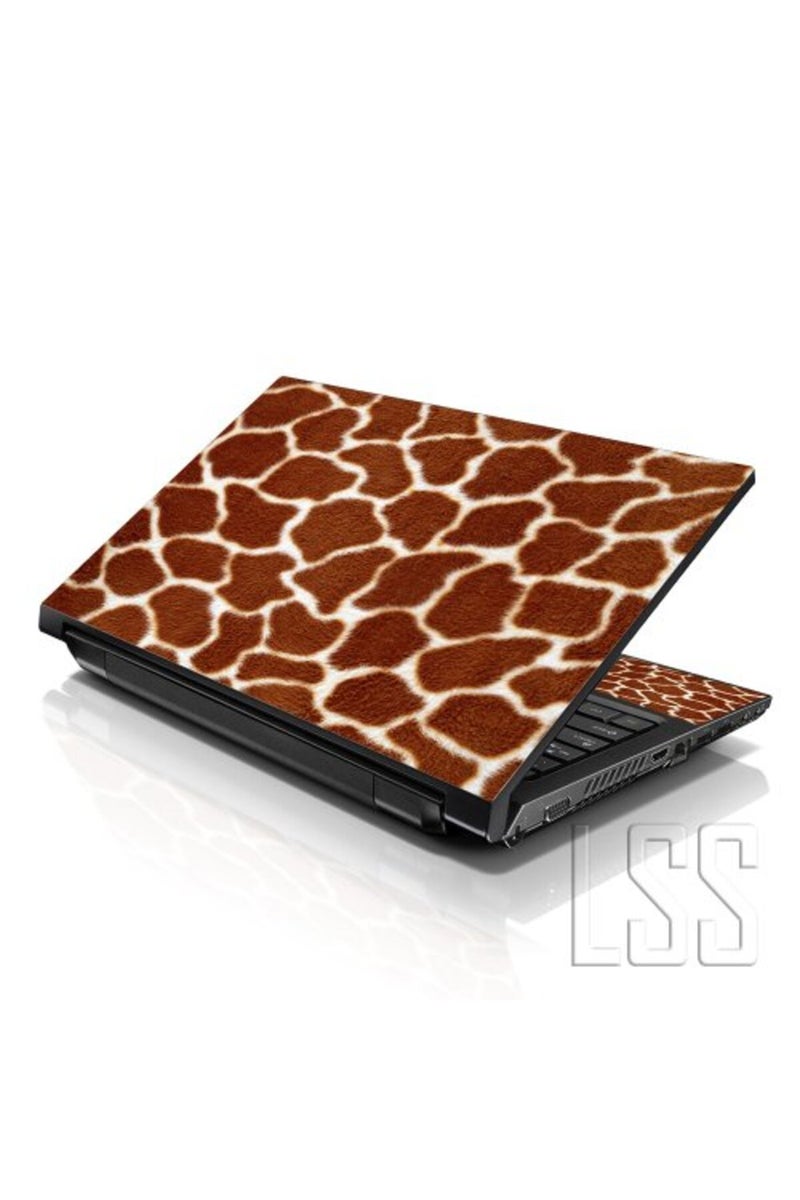 LSS 17 17.3 Inches Laptop Notebook Skin Sticker with 2 Wrist Pads - Reusable Cover Protector Vinyl Sticker Cover Decal Fits 17" - 19" HP Asus Acer Samsung - Giraffe Print Pattern - Image 1
