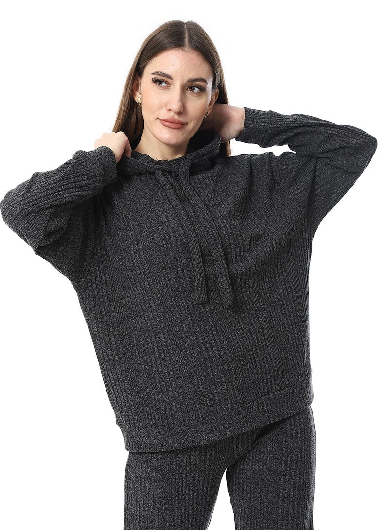 Andora Slip On Hooded Ripped Pants Set_Charcoal - Image 5