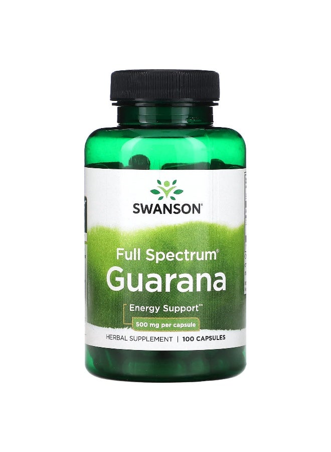 SWANSON سوانسون، غوارانا الطيف الكامل، 500 ملغ، 100 كبسولة - Image 1