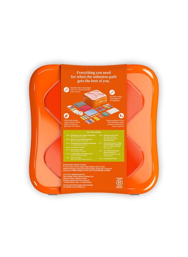 Welly طقم الإسعافات الأولية - لاصقات مرنة وقابلة للماء، شريط ولصقات غير لاصقة، شرائط فراشة، مراهم للاستخدام الفردي مضاد حيوي ثلاثي وهيدروكورتيزون، وإيبوبروفين - 130 قطعة - Image 2