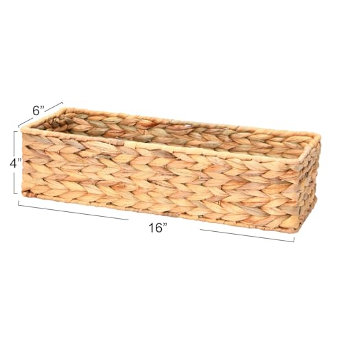 Household Essentials Water Hyacinth Rectangular Storage Basket Natural - Image 3