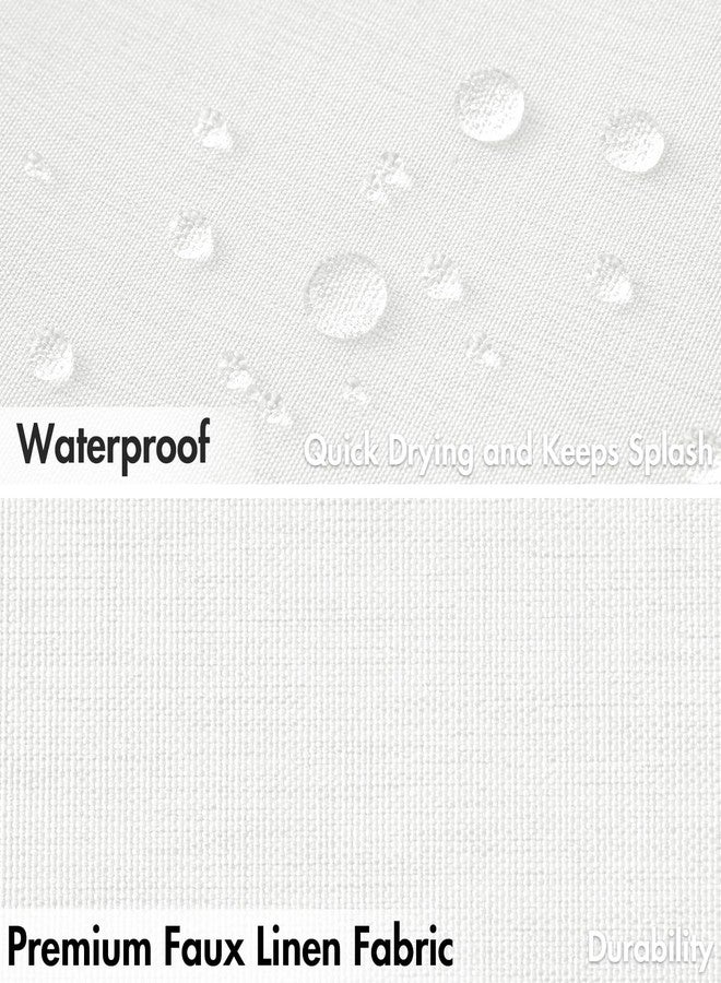 MIULEE 84" Long Scalloped Shower Curtain Linen Textured with 12 Metal Hooks Cute Extra Long Heavy Duty Washable Waterproof Cloth Shower Curtains with Black Border for Bathroom Hotel Bathtub,White - Image 4