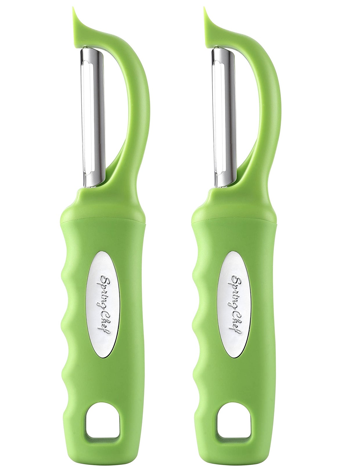Spring Chef Spring Chef Premium Green Swivel Vegetable Peeler Set of 2 Stainless Steel Apple Peeler for Kitchen with Soft Grip Handle Dishwasher Safe Perfect for Potato Carrot Veggie Fruit Apple Mango 