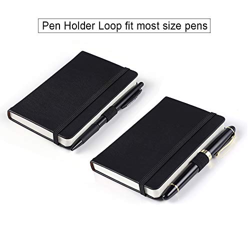Vanpad (2 Pack) Pocket Notebook Small Hardcover Note Book 3" x 5.5", Mini Ruled Lined Journal, Leather Cover, with Pen Holder, Page Marker Ribbons, Inner Pockets, Black - Image 3