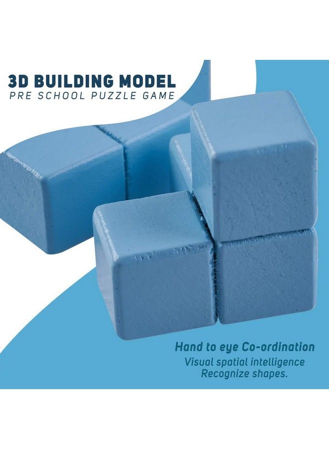BAYBEE Wooden Cubes Stacking Puzzle Building Blocks Toys For Kids Kids Toys With 60 Intellectual Challenge Board Brain Games For Kids ; Educational Baby Toys Puzzle Block Games For Kids 3+ Years - Image 3