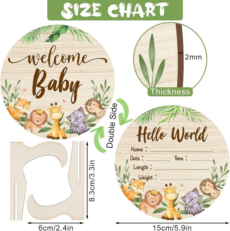 Al Raied ARS® Wooden Baby Monthly Milestone Cards with Hello World Birth Announcement Sign - Image 3