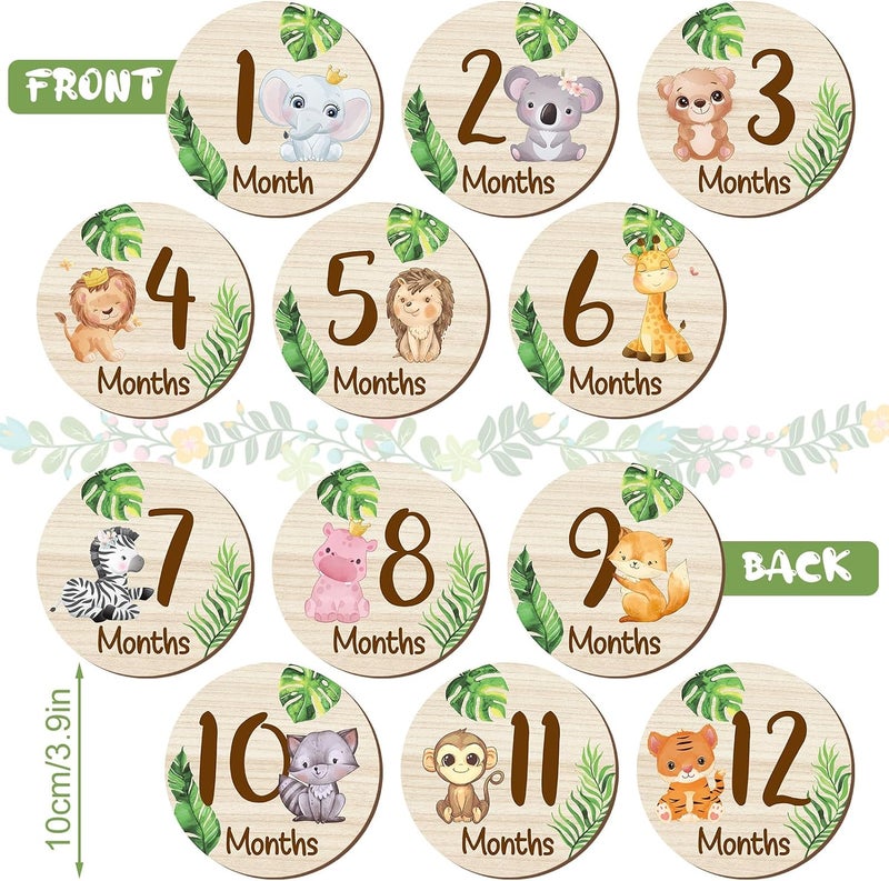 Al Raied ARS® Wooden Baby Monthly Milestone Cards with Hello World Birth Announcement Sign - Image 4