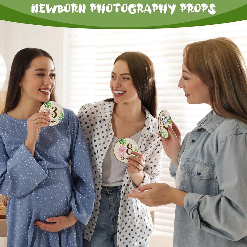 Al Raied ARS® Wooden Baby Monthly Milestone Cards with Hello World Birth Announcement Sign - Image 2