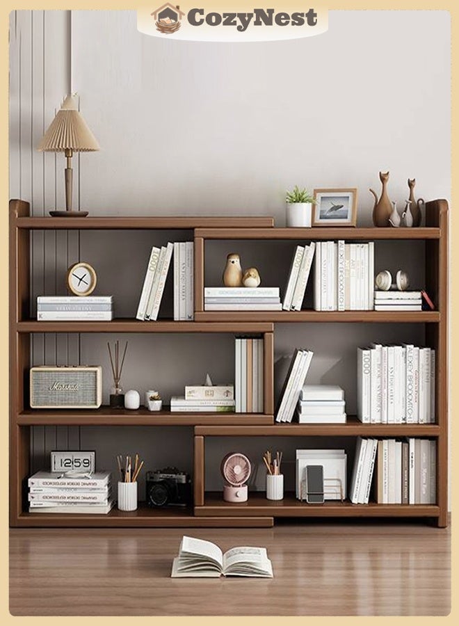 كوزينيست رف كتب خشبي قابل للتوسيع، منظم مكتب قابل للتعديل للتخزين في غرفة النوم وغرفة المعيشة والمكتب وغرفة الدراسة، مكتبة لتوفير المساحة - Image 1