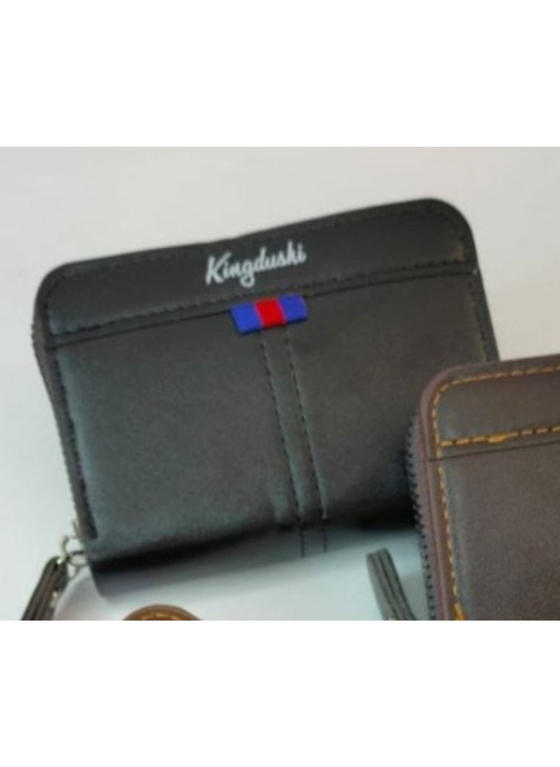 Kingdushi - Kingdushi Men's Black Leather Zipper Wallet – Sleek, Secure & Stylish for Everyday Use - Image 1