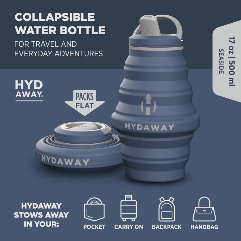HYDAWAY 17oz Travel Collapsible Water Bottle - BPA-Free, Leakproof, Lightweight, Space-Saving - Image 2
