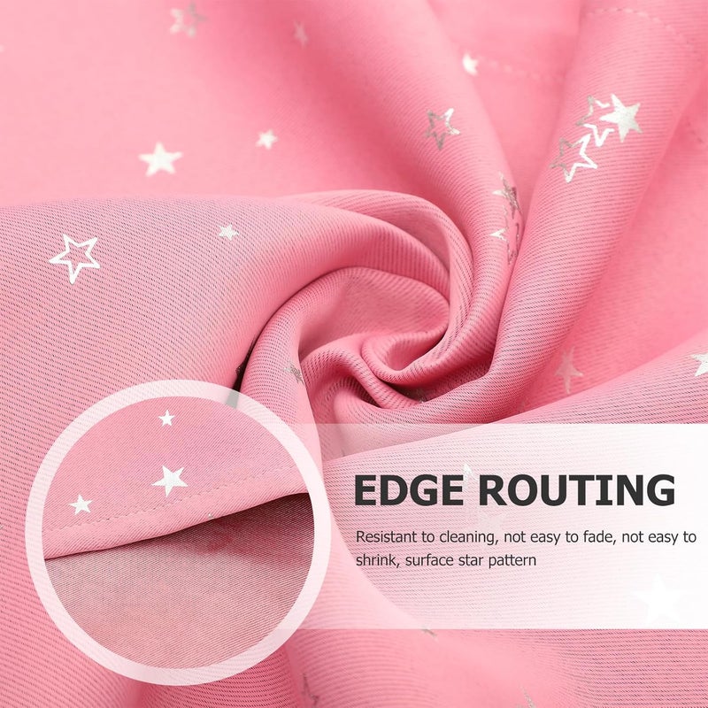 Cabilock Kitchen Window Curtain Valance 132x46cm Pink Polyester Short Star Pattern Rod Pocket Privacy Half Curtain for Dining Room and Kitchen - Image 4