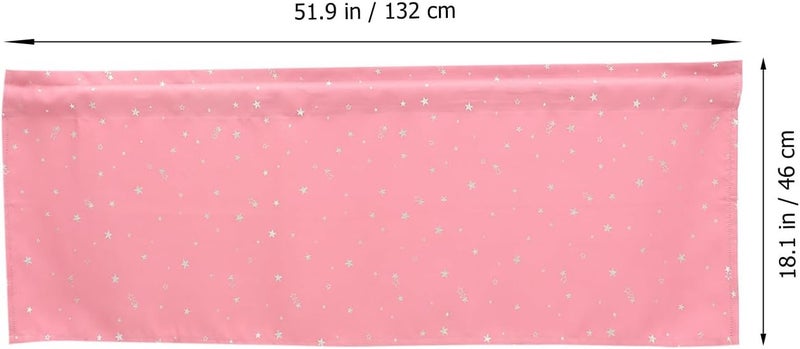 Cabilock Kitchen Window Curtain Valance 132x46cm Pink Polyester Short Star Pattern Rod Pocket Privacy Half Curtain for Dining Room and Kitchen - Image 2