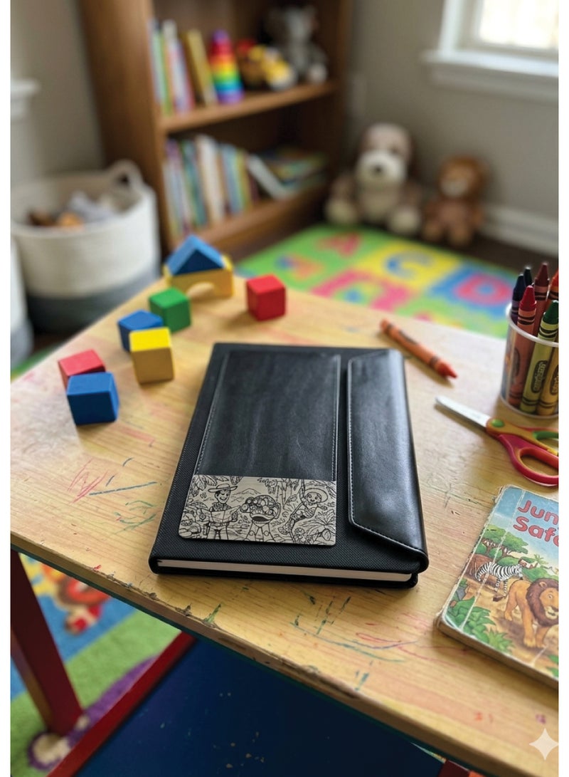 Black Leather Notebook with Toy Story Design – Premium Cartoon Style - Image 1