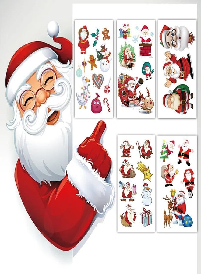 R&S 5 Sheets - Christmas Santa Temporary Tattoos, Waterproof & Non-Toxic, Safe for Kids & Adults, 10.5x6cm - Image 1