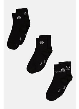 Women 3 Paires  Brand Logo Crew Socks, Black