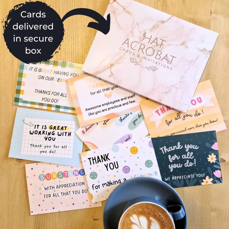 Hat Acrobat 24 Colorful Employee Appreciation Cards with Envelopes - 4 Unique Design Encouragement Cards with Envelopes - Use as Employee Appreciation Gifts or Teacher Thank You Cards for Coworkers - Envelopes - Image 5